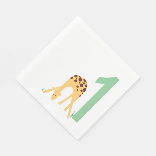 1. Geburtstag Moderne Minimalgelbe Giraffe Serviette (Ecke)