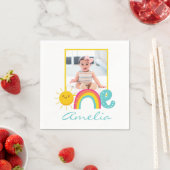 1. Geburtstag Napkins Custom Foto & Name Rainbow Serviette (Beispiel)