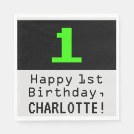 1. Geburtstag - Nerdy / Geeky Style "1 & Name Serviette