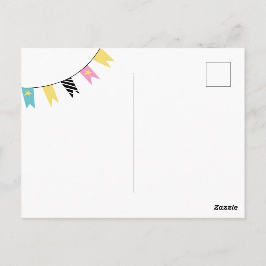 1. GEBURTSTAG | Niedlich Doodle Geburtstagsparty P Postkarte (Rückseite)