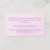 1. Geburtstag Niedlich Elephant Pink Gift Registry Begleitkarte (Rückseite)