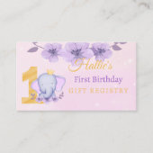 1. Geburtstag Niedlich Elephant Pink Gift Registry Begleitkarte (Vorderseite)