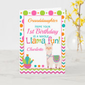 1. Geburtstag Niedlich Llama Fun Großtochter Karte (Gelbe Blume)