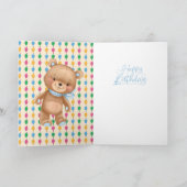 1. Geburtstag niedliche blaue Ballons Teddykarte Karte (Innenseite)