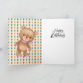 1. Geburtstag niedliche rosa Ballons Girl-Teddy-Ka Karte (Innenseite)
