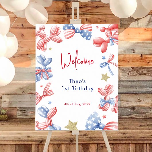 1. Geburtstag Niedlicher Ballon 4. Juli Party Will Poster