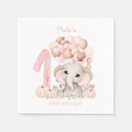 1. Geburtstag Niedlicher Elephant Fall Girl Paper  Serviette