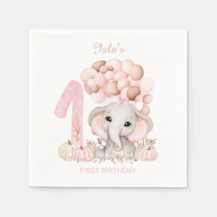1. Geburtstag Niedlicher Elephant Fall Girl Paper Serviette