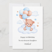 1. Geburtstag Niedlicher Teddybär Einladung (Vorderseite)