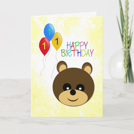 1. Geburtstag Niedlicher Teddybär Karte (Vorderseite)