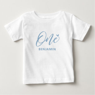 1. Geburtstag Niedliches Blue Heart & One Baby S T-shirt