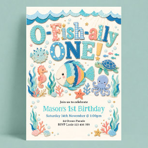 1. Geburtstag O-Fisch-ally Ein Ozean Fisch Oktopus Einladung