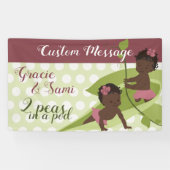 1. Geburtstag oder Baby Shower Banner für Twin Gir (Horizontal)