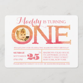 1. Geburtstag Ombre Wasserfarbe 1 Foto Einladung