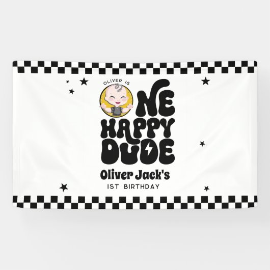 1. Geburtstag One Happy Dude Banner (Horizontal)