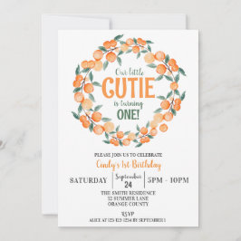 1. Geburtstag, Orangenzitruskranz Einladung