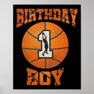 1. Geburtstag Outfit Boy Basketball 1 Jahr Ol Poster