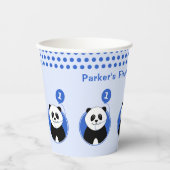 1. Geburtstag Panda blauer Ballon Pappbecher (Vorderseite)