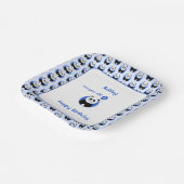 1. Geburtstag Panda blauer Ballon Pappteller (Gewinkelt)