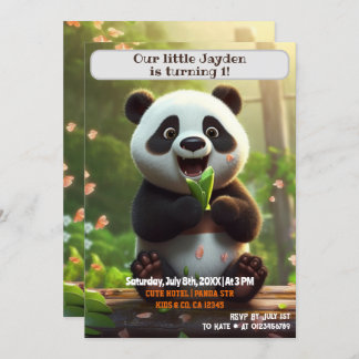1. Geburtstag Panda Personalisierter Name Alter Ki Einladung