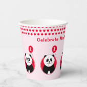 1. Geburtstag Panda roter Ballon rosa Pappbecher (Vorderseite)