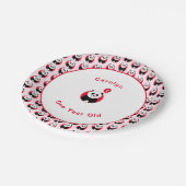 1. Geburtstag Panda rotes Muster Pappteller (Schrägansicht)