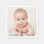 1. Geburtstag Party Baby Foto Alter Serviette (Vorderseite)