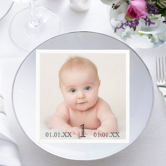 1. Geburtstag Party Baby Foto Alter Serviette