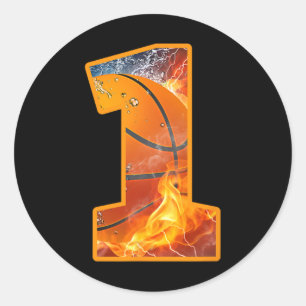 1. Geburtstag Party Basketball Drucknummer 1 Jahr Runder Aufkleber