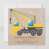 1. Geburtstag Party Bau LKW Thema Einladung (Vorderseite)