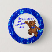 1. Geburtstag Party Bear Guest Button (Vorderseite)