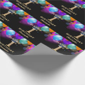 1. Geburtstag Party Black and Gold Balloons Geschenkpapier (Ecke)