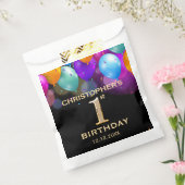 1. Geburtstag Party Black and Gold Balloons Geschenktütchen (Versiegelt)