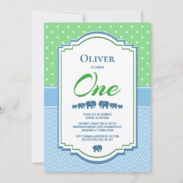 1. Geburtstag Party Blaue Elefanten Einladung