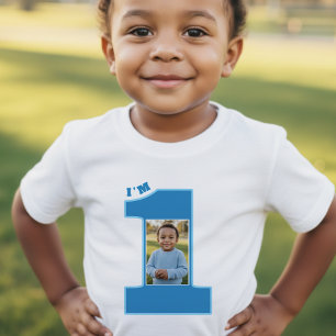1. Geburtstag Party Boys Blue One Foto Baby T-shirt