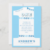 1. Geburtstag Party Boys Blue One Foto Dankeskarte (Vorderseite)