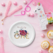 1. Geburtstag Party Burgund Rote Blume Pappteller (Party)