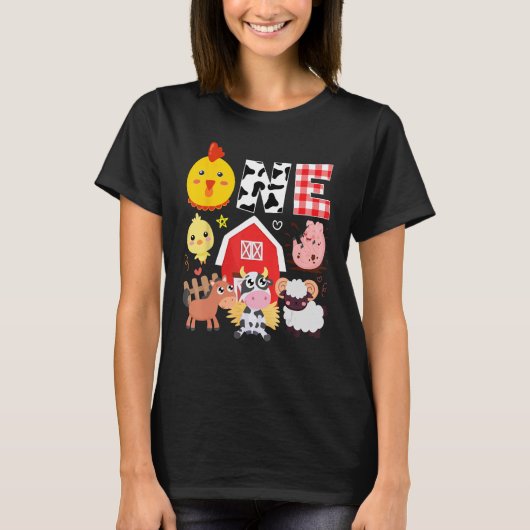 1. Geburtstag Party Ein Jahr altes Thema Hühner T-Shirt (Vorderseite)