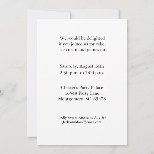 1. Geburtstag-Party Einladung (Rückseite)