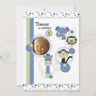 1. Geburtstag Party Einladung Boy & Safari Tiere