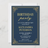 1. Geburtstag Party Einladung Navy Gold (Vorderseite)