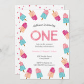 1. Geburtstag Party | Einladung von Eis (Vorne/Hinten)