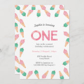 1. Geburtstag Party | Einladung von Eiscreme (Vorne/Hinten)