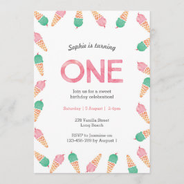 1. Geburtstag Party | Einladung von Eiscreme