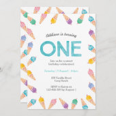 1. Geburtstag Party | Einladung von Regenbogeneis (Vorne/Hinten)