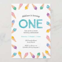 1. Geburtstag Party | Einladung von Regenbogeneis