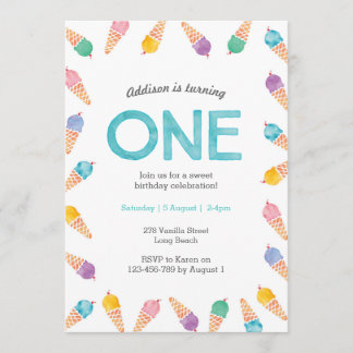 1. Geburtstag Party | Einladung von Regenbogeneis