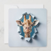 1. Geburtstag Party Giraffe in einem Papierloch Einladung (Vorderseite)