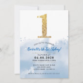 1. GEBURTSTAG PARTY INVITE Modernes Gold Glitzer B Einladung (Vorderseite)
