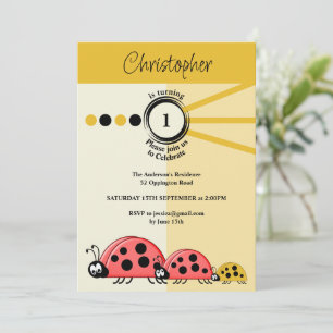 1. Geburtstag Party Ladybugs Goldcreme feiern Einladung